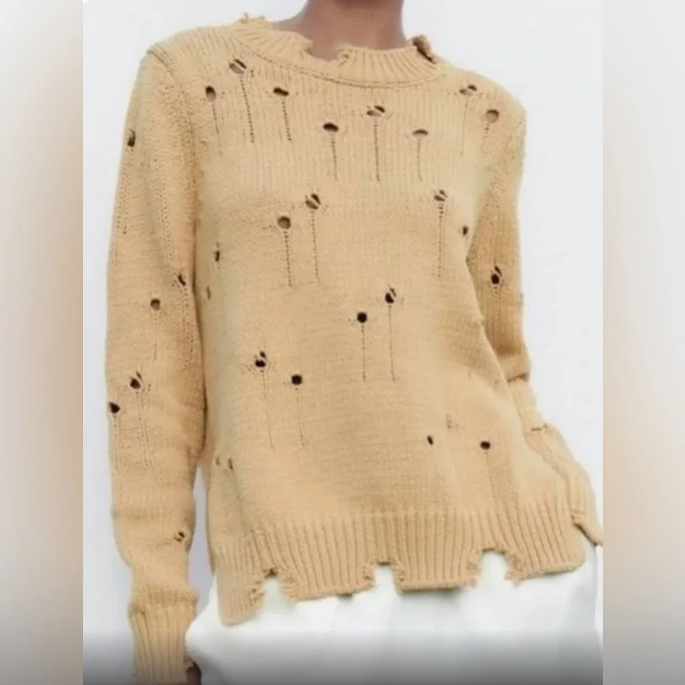 Zara Knit Sweater With Rips New - Picture 1 of 1